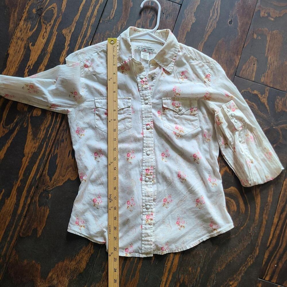 VTG Polo Jeans Co Ralph Lauren Western Shirt Small Pink Floral Pearl Snap Y2K - Picture 3 of 8